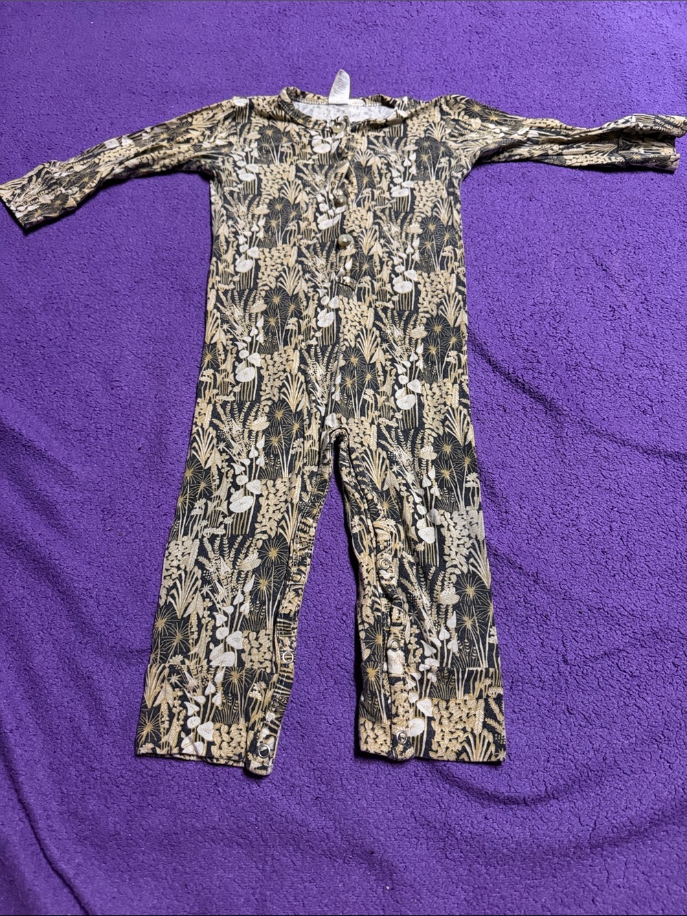 kate quinn Black and Cream Floral Kids Footie One-Piece